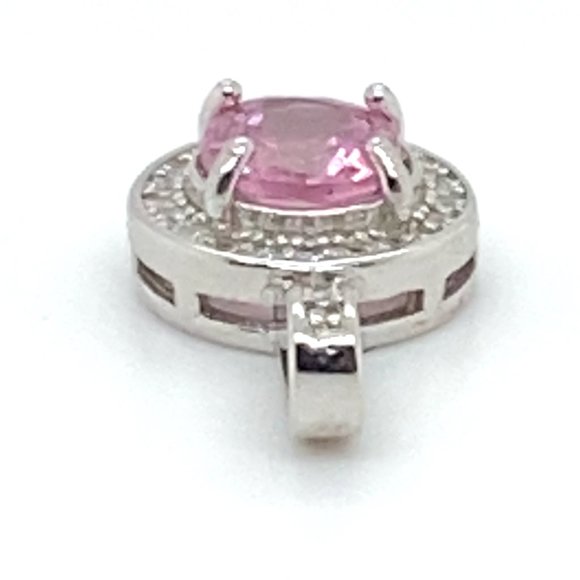 Tajik Pink Spinel 1.02ct White Gold Finish Solid 925 Sterling Silver Pendant - Picture 7 of 7